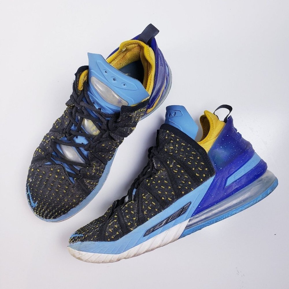 Nike Lebron XVIII 18 Retro Lakers Heritage CQ9283-006 Black Blue Shoes‎ Size 9